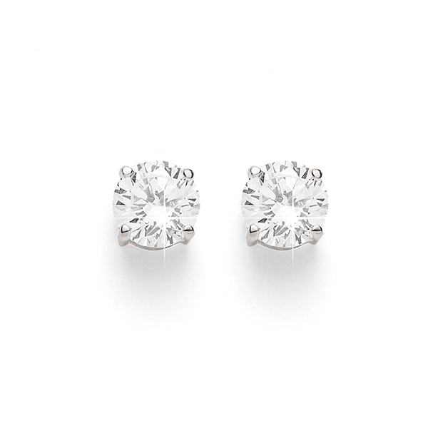 SILVER EARRINGS CZ WHITE 2-9MM ROUND SHAPE