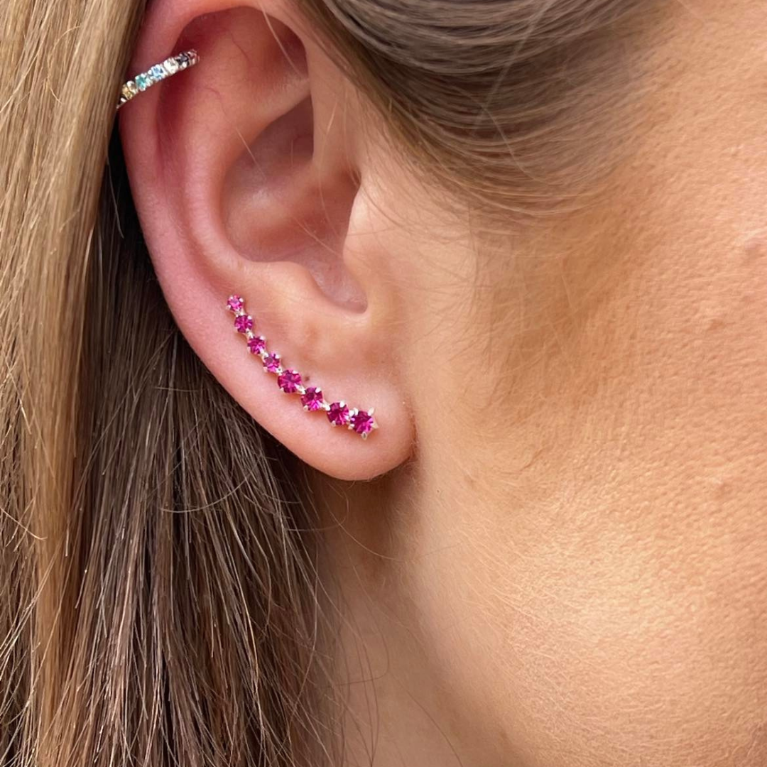 SINGLE EARCLIMBER I SILVER ZIRKONIA CERISE EIGHT