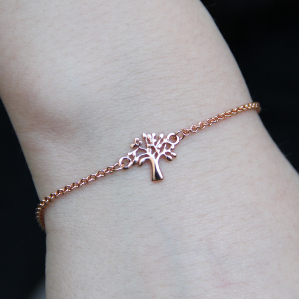 SILVERARMBAND ROSÉPLÄTERAT TREE OF LIFE