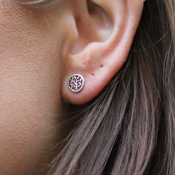 SILVER EARRINGS TREE OF LIFE MINI VINTAGE
