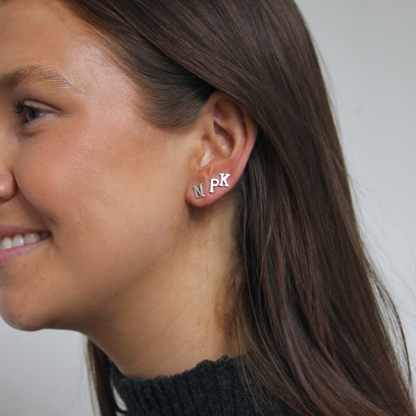 SILVER EARRINGS LETTER