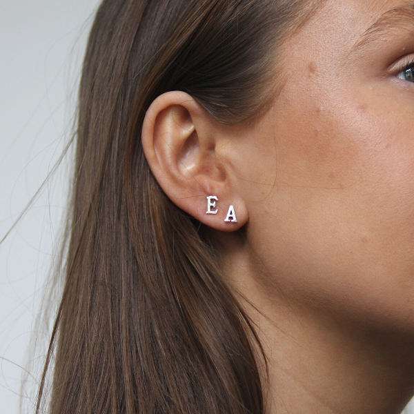 SILVER EARRINGS LETTER
