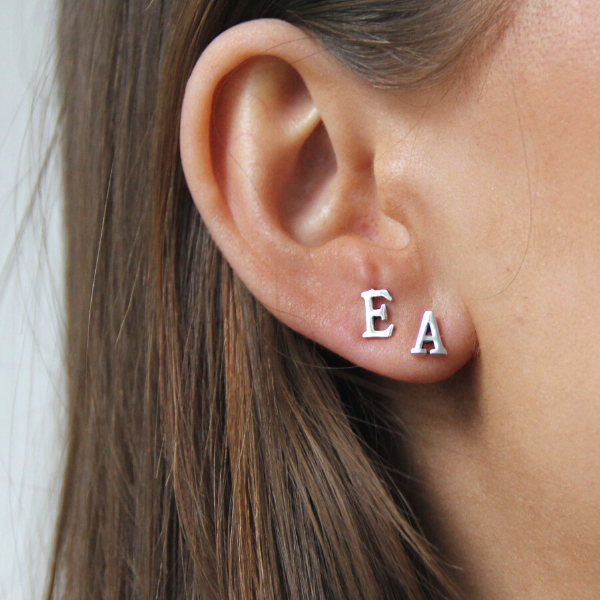 SILVER EARRINGS LETTER