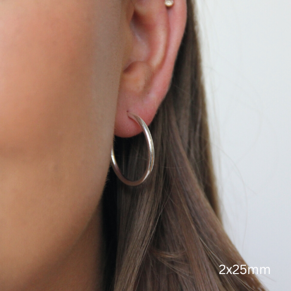 SILVERHOOPS 2MM LARGE SIZES