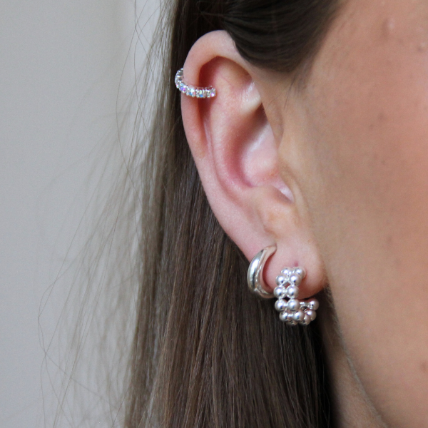 SINGLE EARCUFF I SILVER ZIRKONIA SHIMMERY LARGE