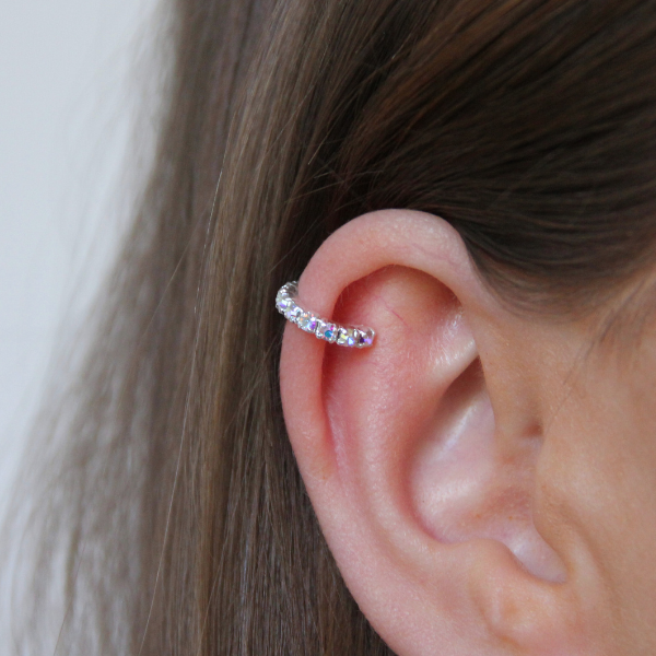 SINGLE EARCUFF I SILVER ZIRKONIA SHIMMERY LARGE