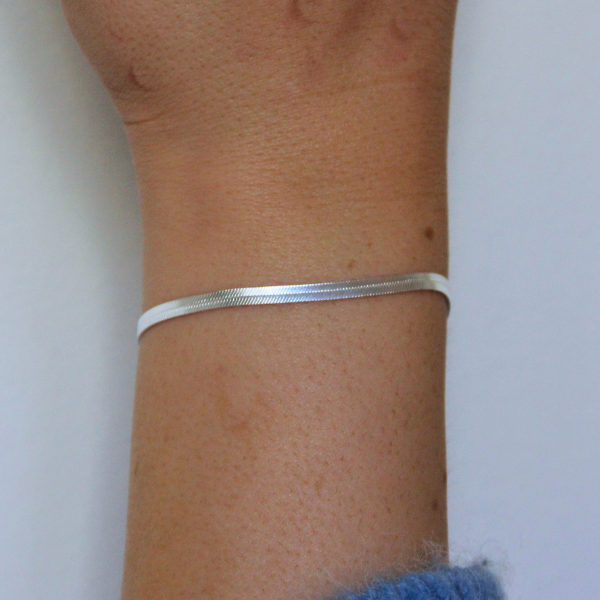 SILVER BRACELET FLAT CHAIN WIDE