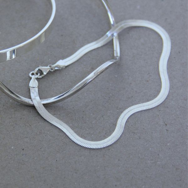 SILVER BRACELET FLAT CHAIN WIDE