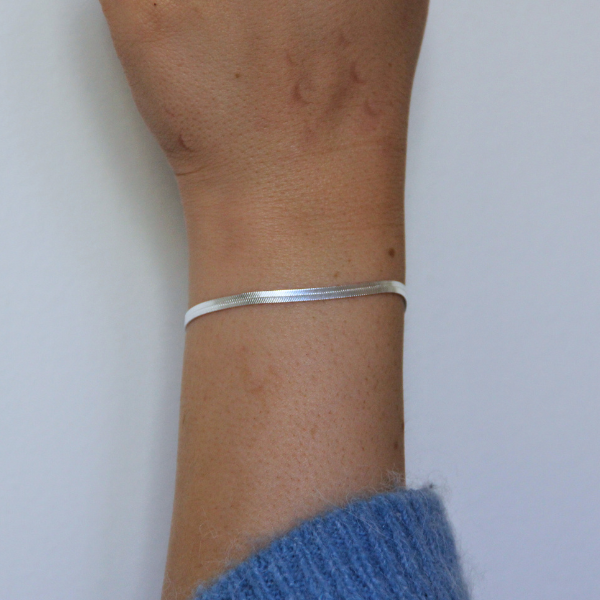 SILVER BRACELET FLAT CHAIN WIDE