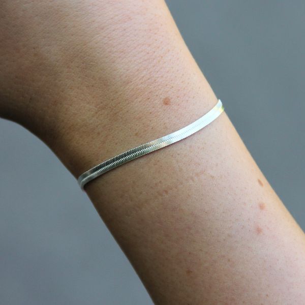 SILVER BRACELET FLAT CHAIN WIDE