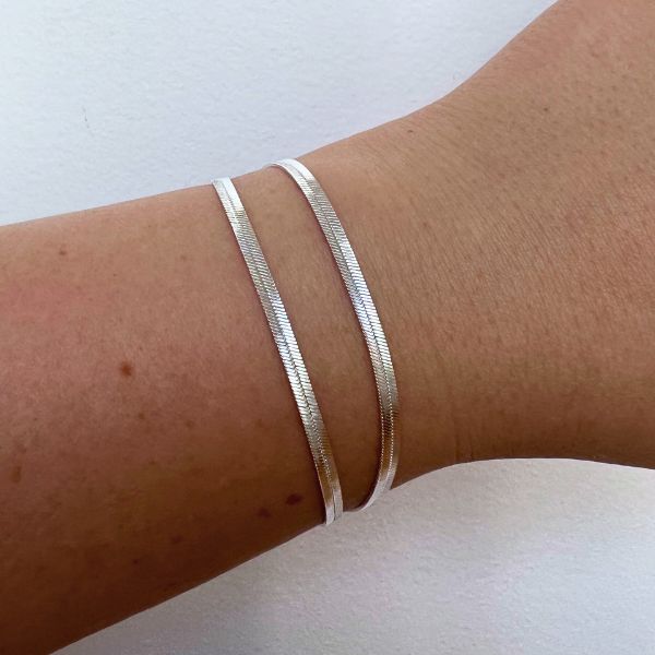 SILVER BRACELET FLAT CHAIN WIDE