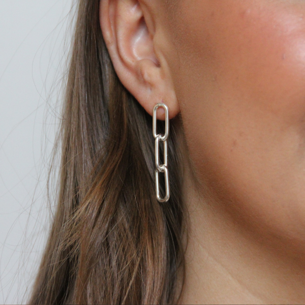 SILVER EARRINGS CHUNKY CHAIN