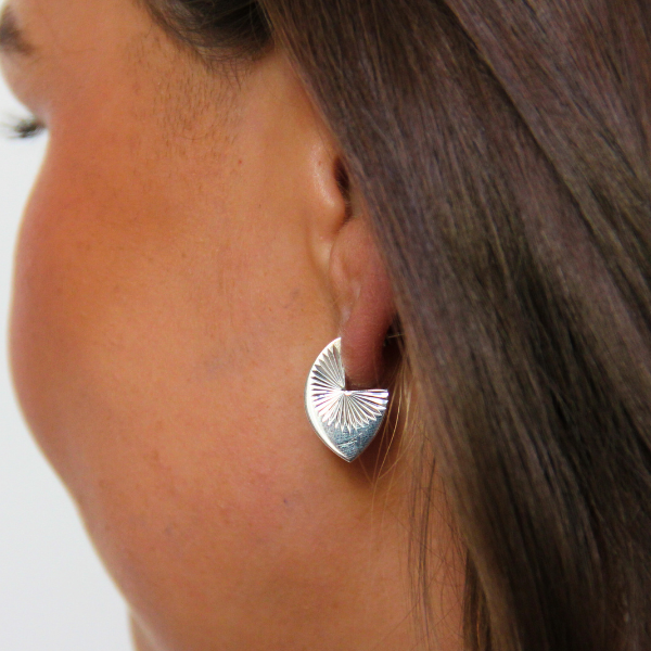SILVER EARRINGS SUN FEATHER