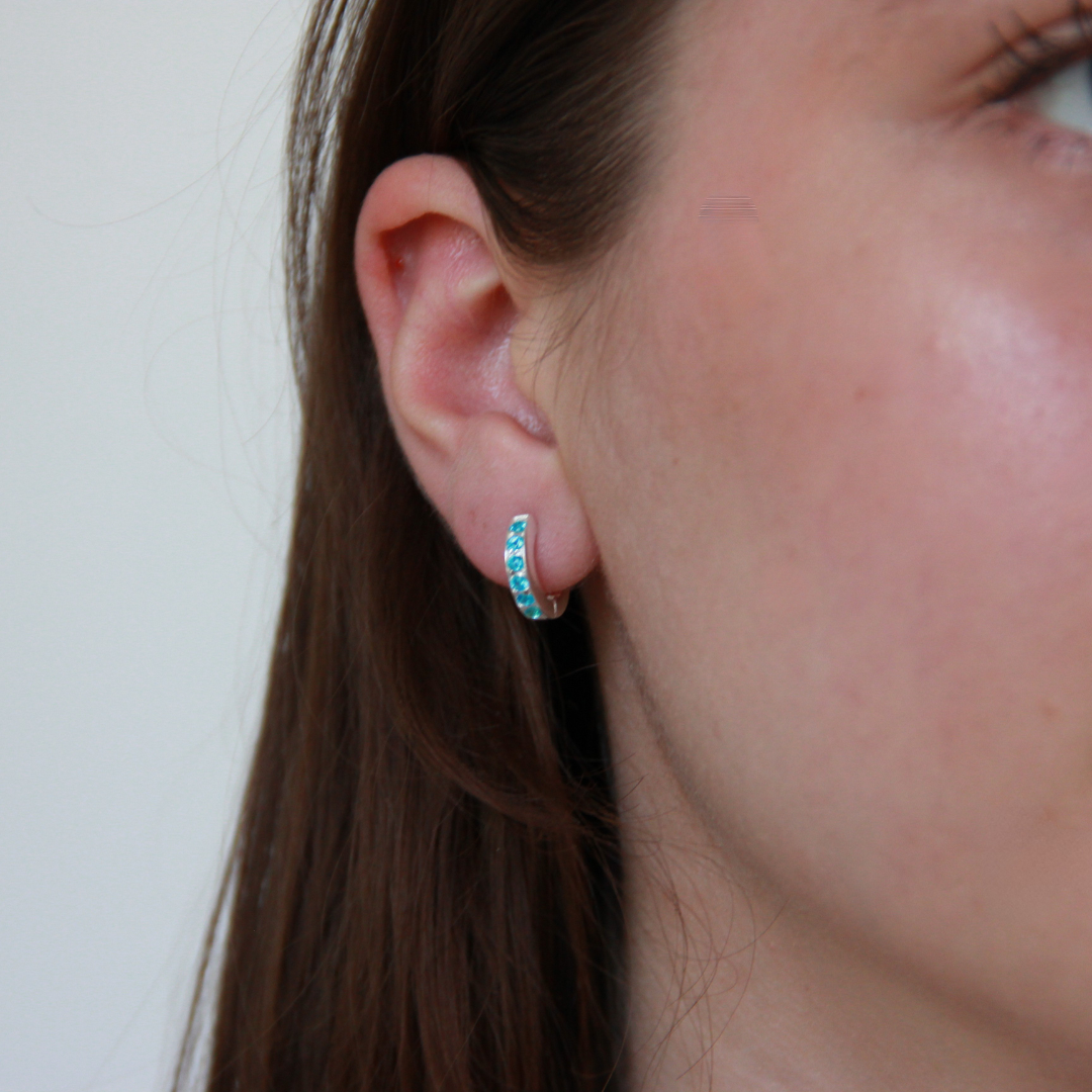 BLUE RHINESTONES EARRINGS SILVER