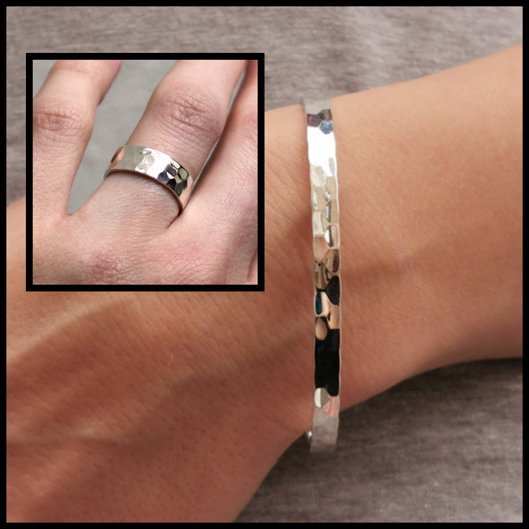 SILVER RING HAMMERED 6 MM