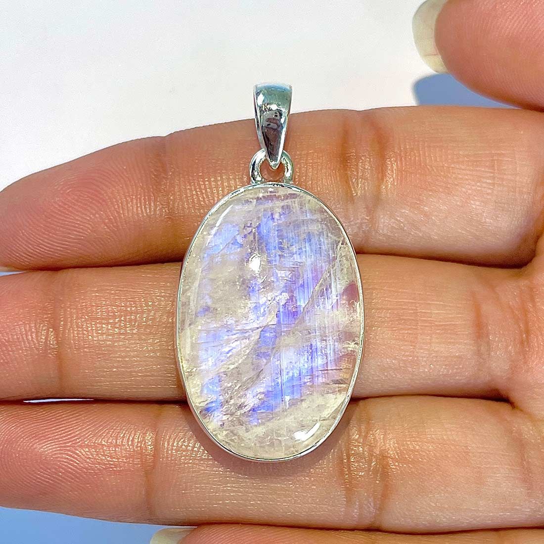 HALSSMYCKE/BERLOCK I SILVER MED ÄKTA MÅNSTEN