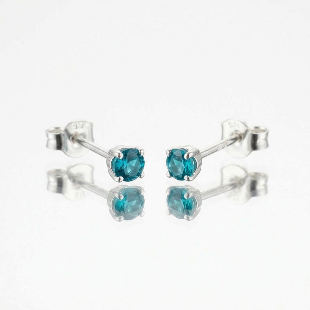 SILVERÖRHÄNGE 2MM ZIRKON MÖRK TURKOS